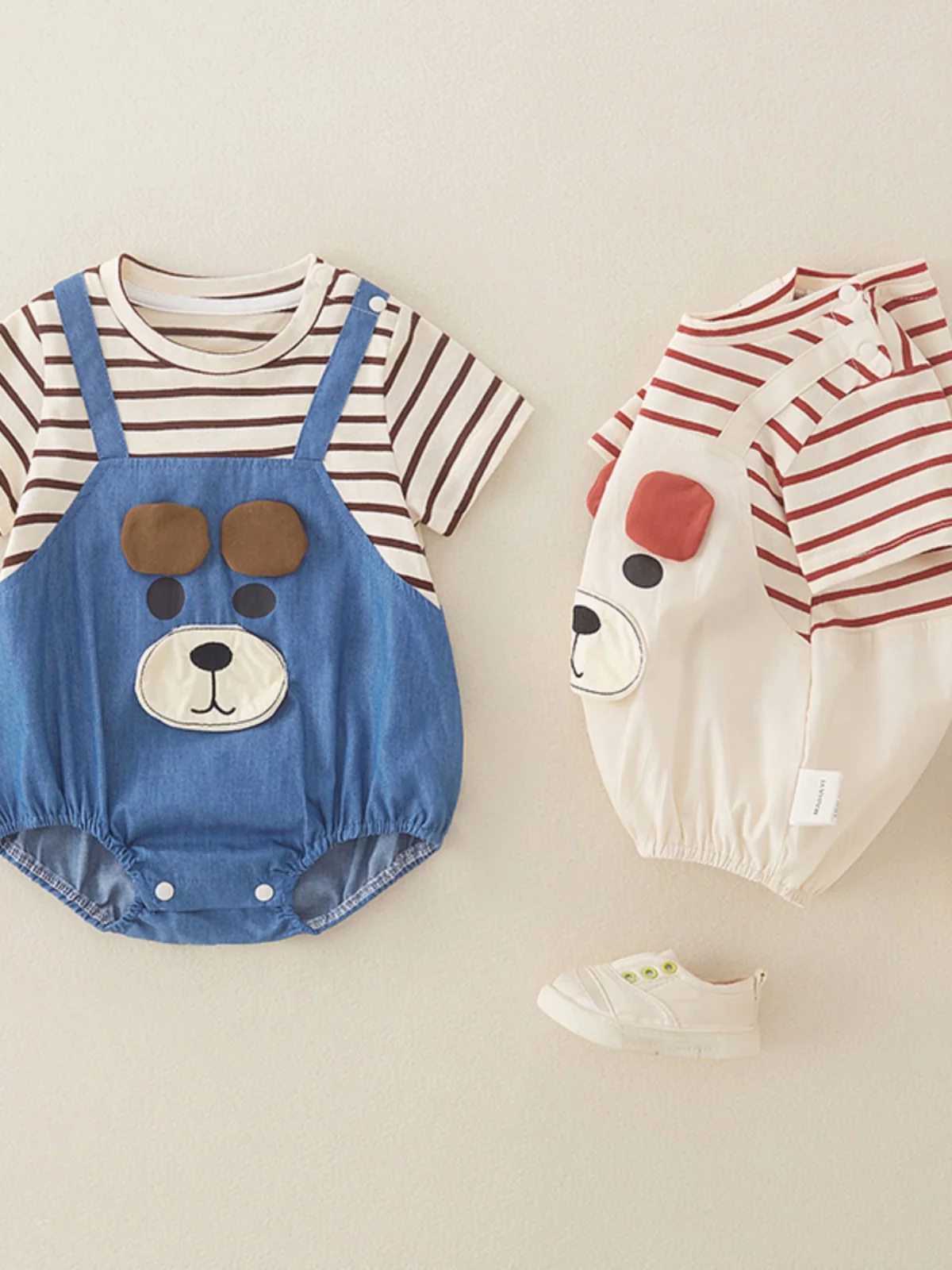 

Summer New Sle Baby Rer ort Sve Cartoon Striped ex Infant Clothes e Climbing Suit Trendy Baby Overalls