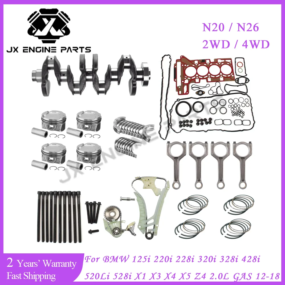 N20 N26 Engine Rebuild Kit Crankshaft ConRod Bearing Piston Gasket Set For BMW 2.0 125i 220i 320i 428i 528i X1 X3 X4 X5 Z4 2.0L
