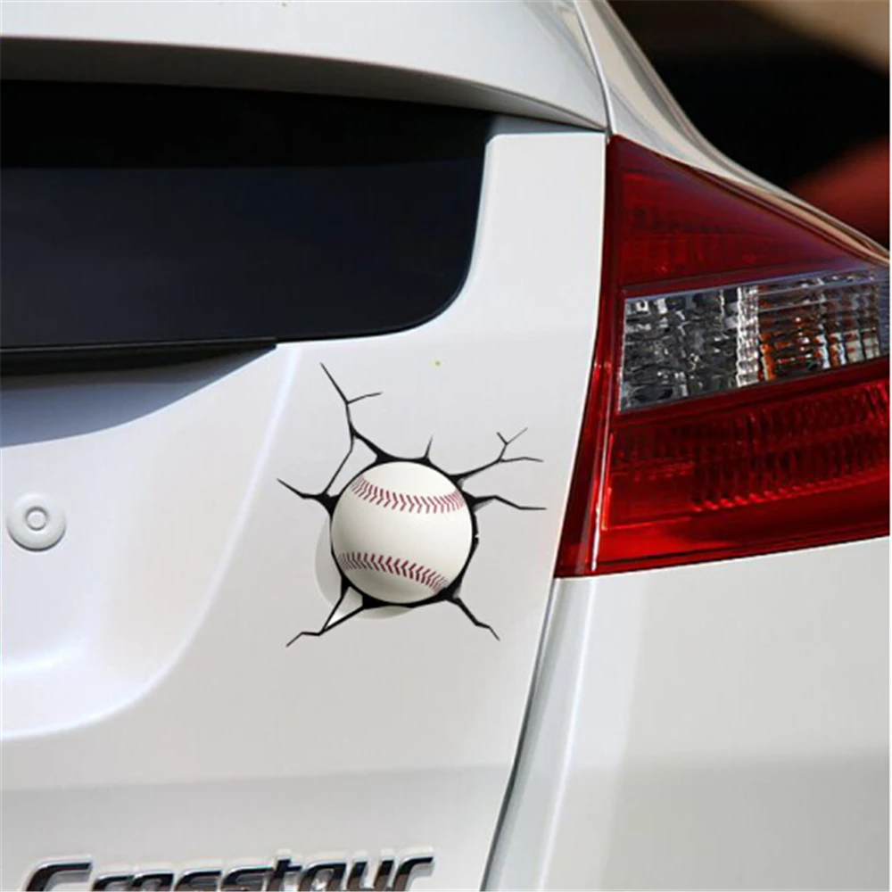Creative 3D Car Sticker Baseball Hit Window Cars Auto Waterproof Styling Decal Motorcycle Bumper Window Door Body Decorations