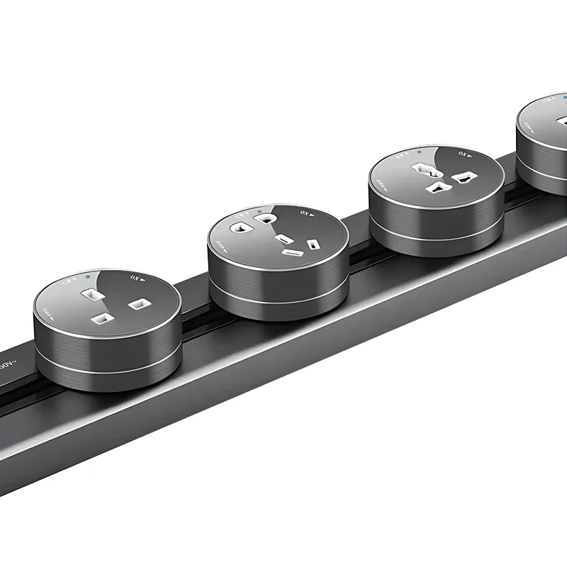 Embedded Track Socket,Movable Slide Rail,Concealed Power Rail Type Plug-In Desktop Socket With USB UK EU US Standard Socket