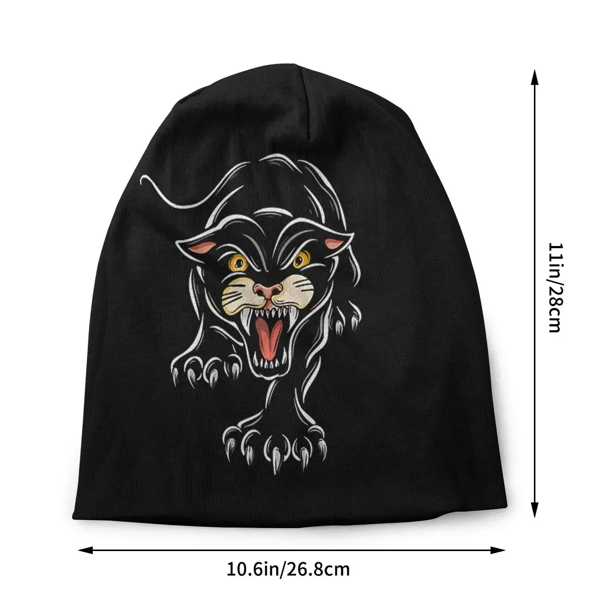 Bonnet Hats Men Women's Knitting Hat Vintage Halloween Tattoo Panther Cat Winter Warm Cap Beanies Thermal Elastic Caps