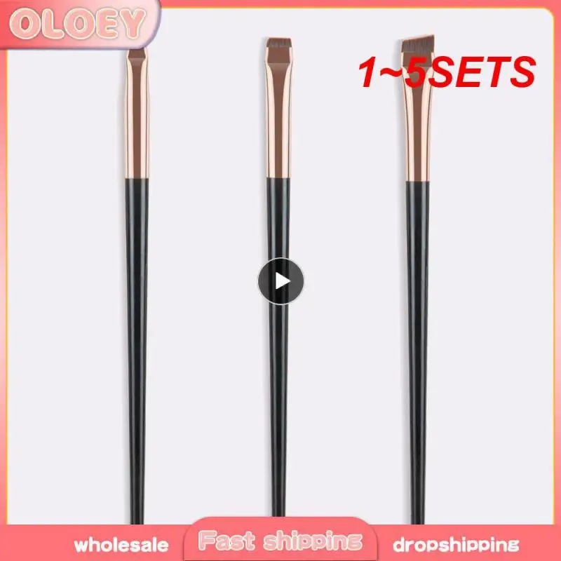 Pennello per eyeliner a lama Pennello per sopracciglia Pennello per occhi piatto e fine Palpebre Pennello per contorno sopracciglia baco da seta Strumento per trucco professionale/set