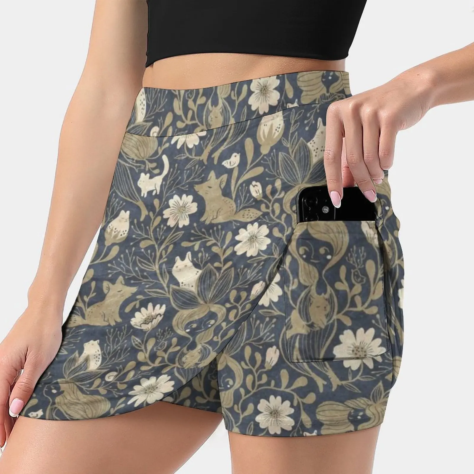 

Whimsical May 2020 Women's skirt With Hide Pocket Tennis Skirt Golf Skirts Badminton Skirts Running skirts Whimsical Floral Fox