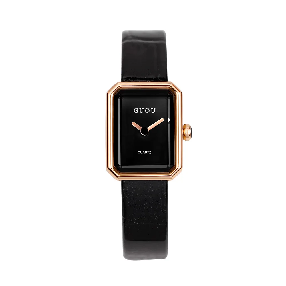 Fashion New Guou Top Brand Women Watch Rectangular Quartz Watches Genuine Leather Belt Wristwatch Reloj De Mujer Dropshipping