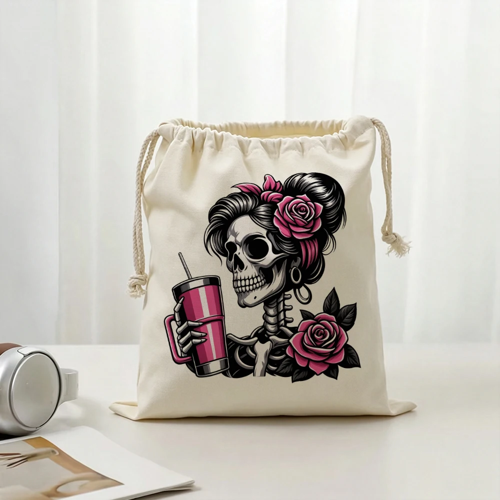 Personalized Sea Witches Drawstring Bags Custom Names Ocean Beaches Halloween Spooky Storage Gifts Travel Pouches for Women Girl