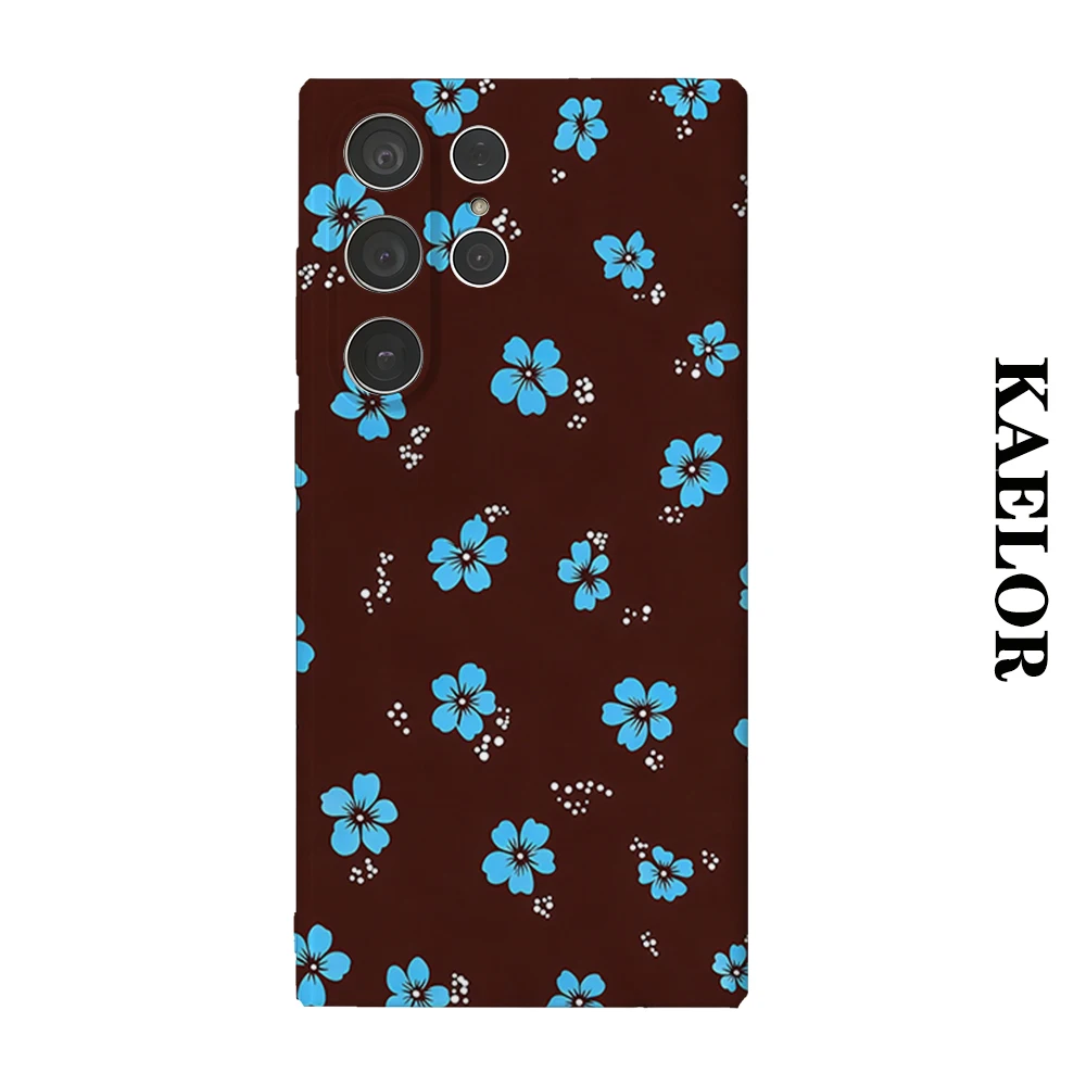 Tropical Blue Hibiscus Durable Shiny Double-layer Case for Samsung S26 Ultra S25 S24 S23 Plus Anti-drop Scratch Resistant Cover
