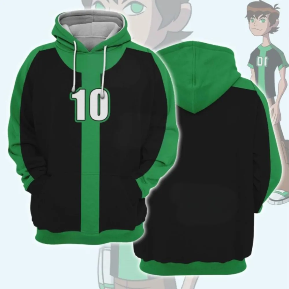 Sudaderas con capucha populares de Ben 10 Omnitrix, sudadera con estampado 3D de Ben Tennyson de dibujos animados de Anime, chándal de verano para hombres y mujeres, jersey Y2k