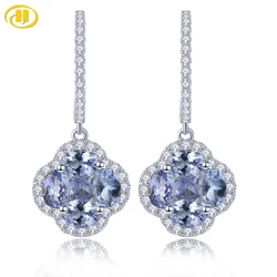Natural Tanzanite Sterling Silver Drop Earring 1.5 Carats Genuine Gemstone Women Romantic Daily Fine Jewelrys  Birthday Gifts