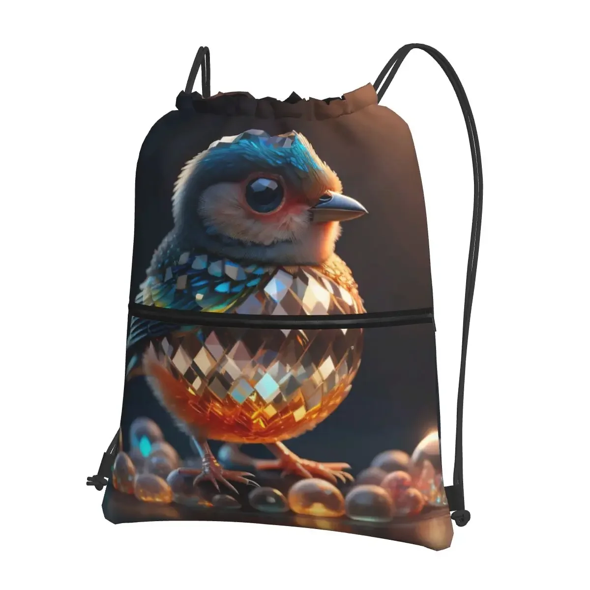 Sacs à dos portables oiseaux en cristal colorés, sac de proximité WString, sacs de rangement de poche Bundle, décontracté, écoliers