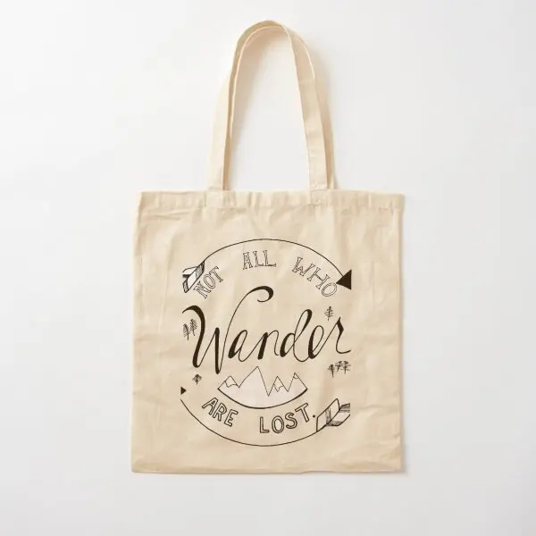 Not All That Wander Are Lost Cotton  Canvas Bag Casual Women Reusable Fashion Handbag Designer Shopper Grocery Fabric Ladies