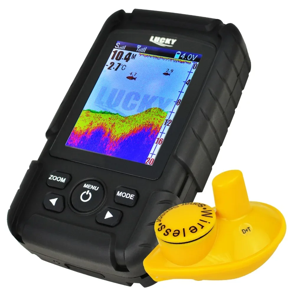 100m (328ft) Wireless Sonar Sensor & 45M (145ft) Depth Coverage LUCKY Colored LCD Fishfinder Detector Waterproof