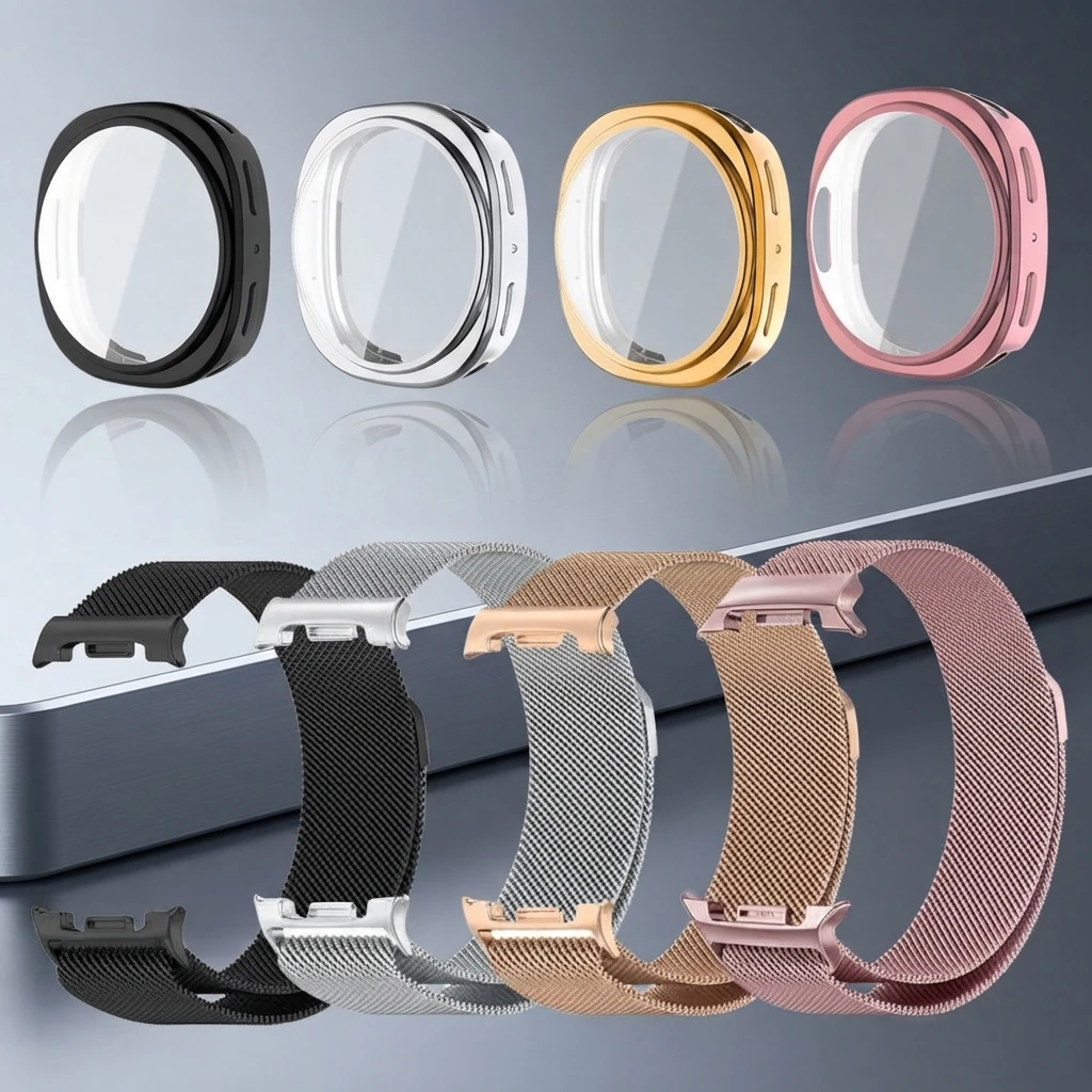 Cinturino in metallo per Samsung Galaxy Watch 8 9 40mm 44mm, cinturino classico con custodia protettiva, bracciale di ricambio con chiusura magnetica Milanese. Cinturino in metallo con chiusura