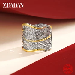 ZDADAN 925 Sterling Silver Braided Finger Ring For Women Jewelry Party Gift