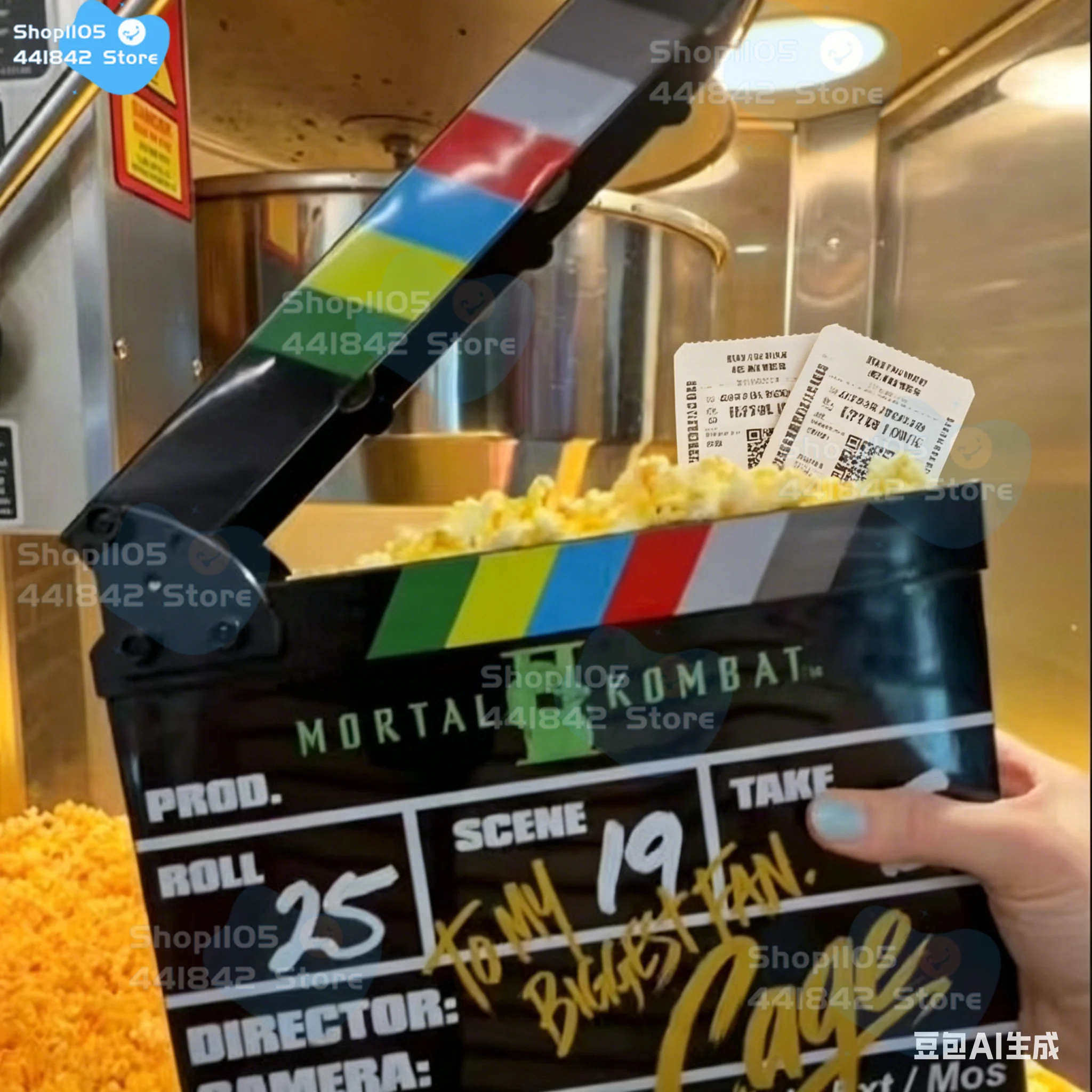Mortal Kombat 2 Movie Clapperboard Style Popcorn Bucket Reusable Snack Container for Film Fans
