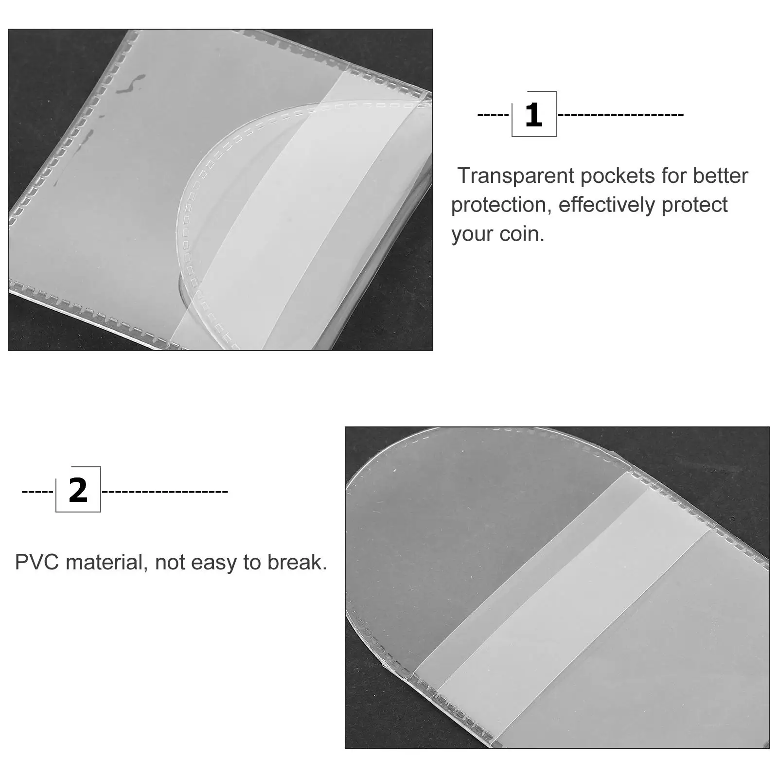 40pcs ป้ายโปร่งใสกระเป๋า PVC เหรียญ 5 5x5 2 + 3 8 ล้างป้องกันกระเป๋าที่ระลึก Organizer ผู้ถือพลาสติก