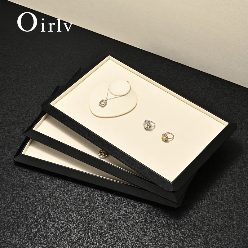 

Oirlv High end Jewelry Tray Leather Ring Necklace Bracelet Tray Jewelry Display Storage Tray View Tray Jewelry Organizer Plate