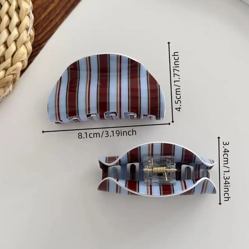Elegantes Streifendesign Acetat-Haarspange Haarklammer Halbkreisförmige Minimalistische Haarklammer Starker Halt Haarklammer Haaraccessoires – Detail 8