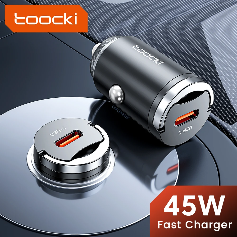 Toocki 45W Pull Ring USB Car Charger PPS Fast Charging 12V Type C Car Phone Charger For iPhone 17 16 15 Xiaomi 12 13 Samsung S23