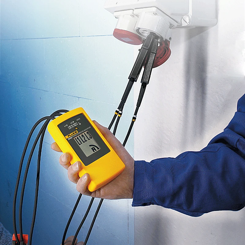 FLUKE 9040 Tester sekwencji faz 3-fazowy wskaźnik obrotu 40-700 V AC z wyraźnym wyświetlaczem LCD do zastosowań przemysłowych Wyświetlacz