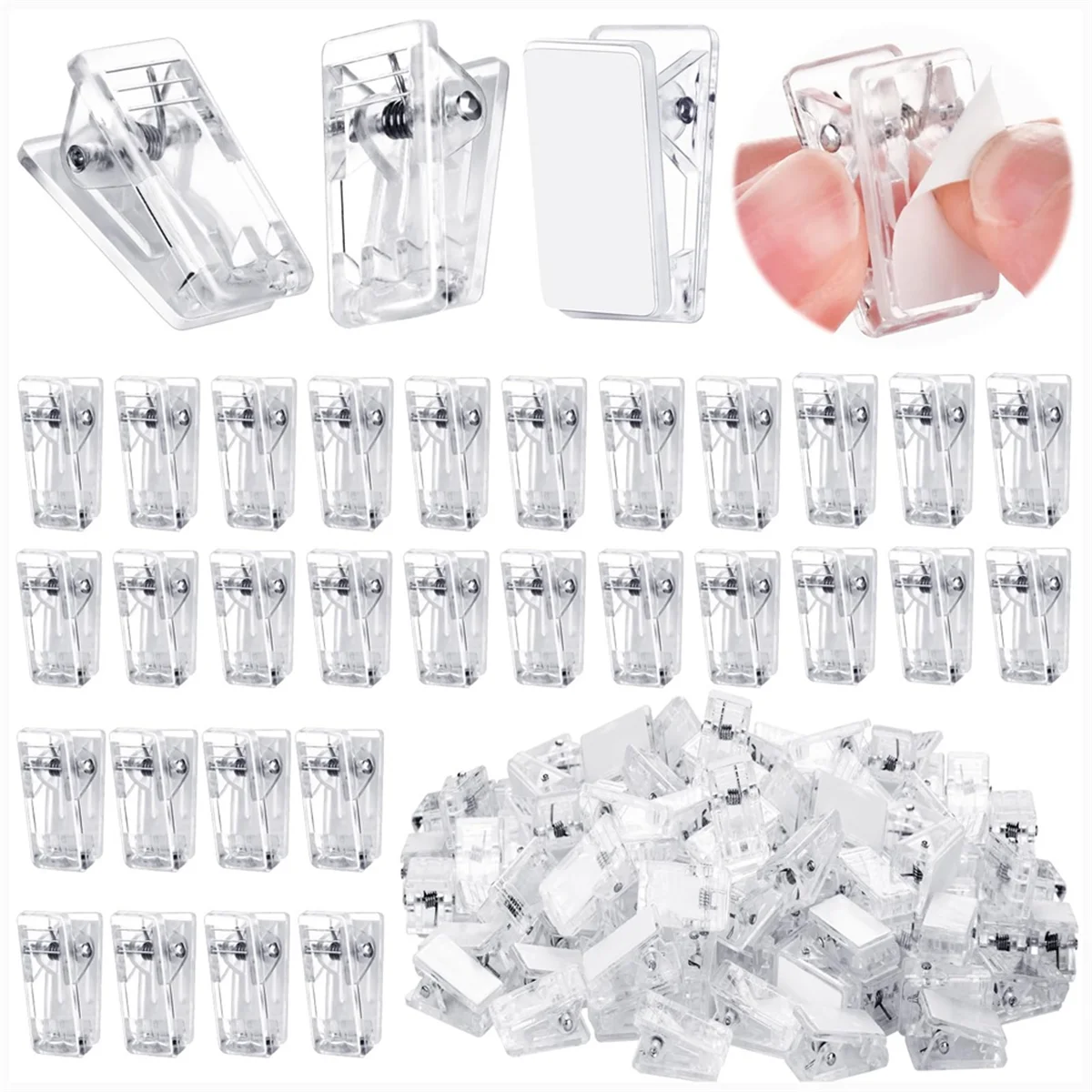 N38R_Clip autoadesive, clip per appendere a parete in plastica per arazzi da 100 pezzi