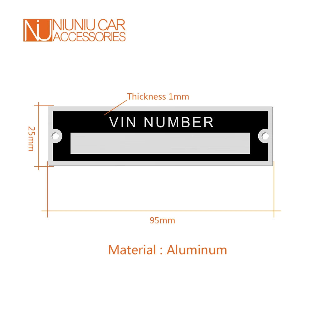 Blank or Engraved Aluminum ID Tag VIN Serial Plate Vehicle Identification Number 95 X 25mm Motorbike Caravan RV Camper Parts