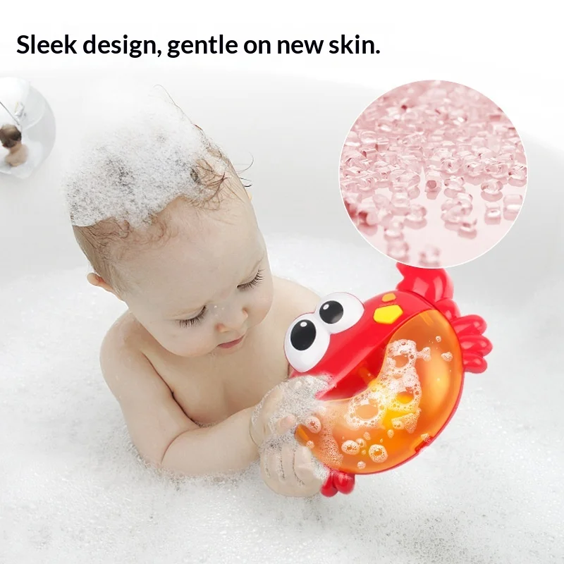 1pcs Kids Green Frog/Red Crab Spit Bubble Machine Baby Bath Toys Kids Bathtub Water Play with Music,Surprise Gift for Boys Girls