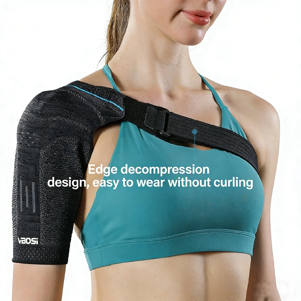 1PC Breathable Knit Shoulder Brace, Adjustable Strap with Detachable Silicone Pad, Compression Support for Rotator Cuff Tears