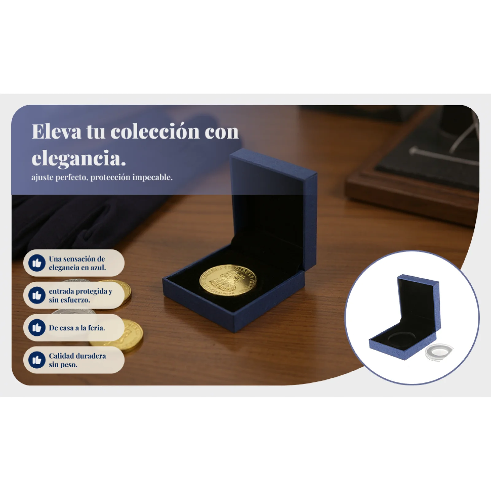 Collectibles Coin Case Transparent Blue Protection Box for 38mm Commemorative Coin Display Appreciation