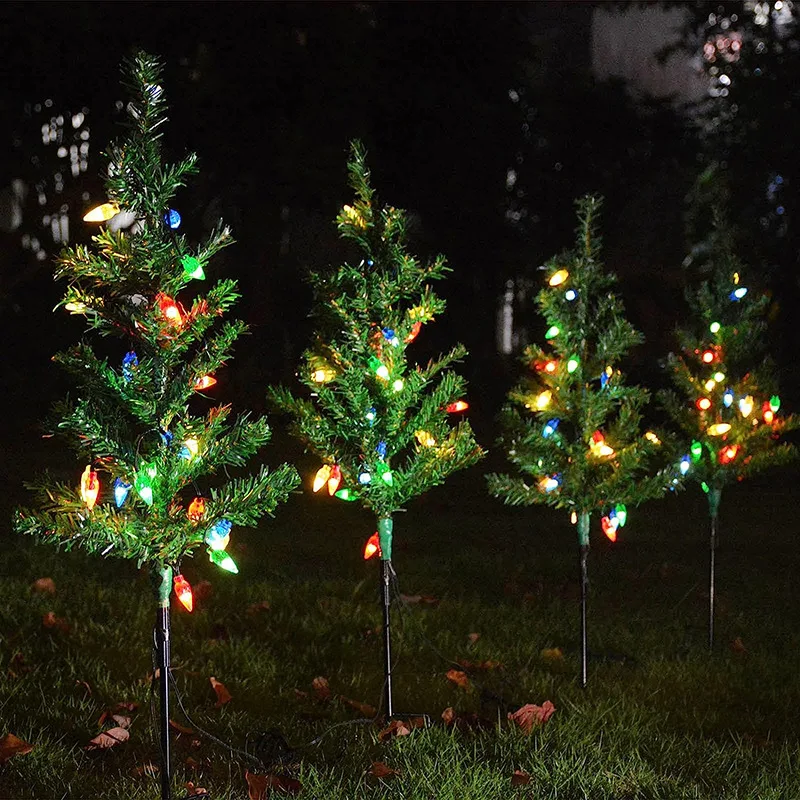 Solar Christmas Tree Lights Outdoor Waterproof Holiday Decoration Light For Garden Yard Lawn Lamp New Year Party Christmas Gifts