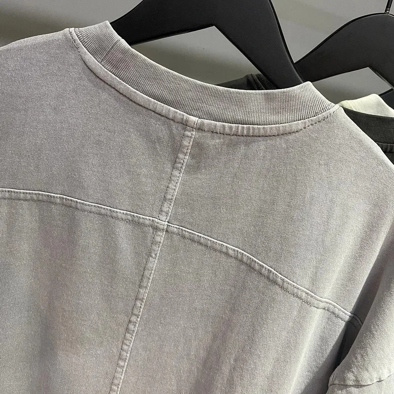 HELLOMARCEL จัดส่งฟรี EU US ขนาดคุณภาพสูง High Street Heavy Basic Vintage ล้างขี้ผึ้งย้อมล้าง Tee แขนสั้น Tshirt