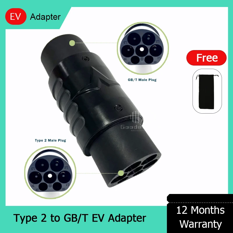 

Type 2 to GBT Converter Adapter 32A 7KW 22KW EV Car Charger Adapter IEC 62196-2 EV Charger for GBT Standard Electric Vehicle