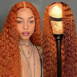 30 Inch Orange Ginger Deep Wave Human Hair Wig 13x4 13x6 HD Lace Curly Wave Color Lace Frontal Human Hair Wigs For Women
