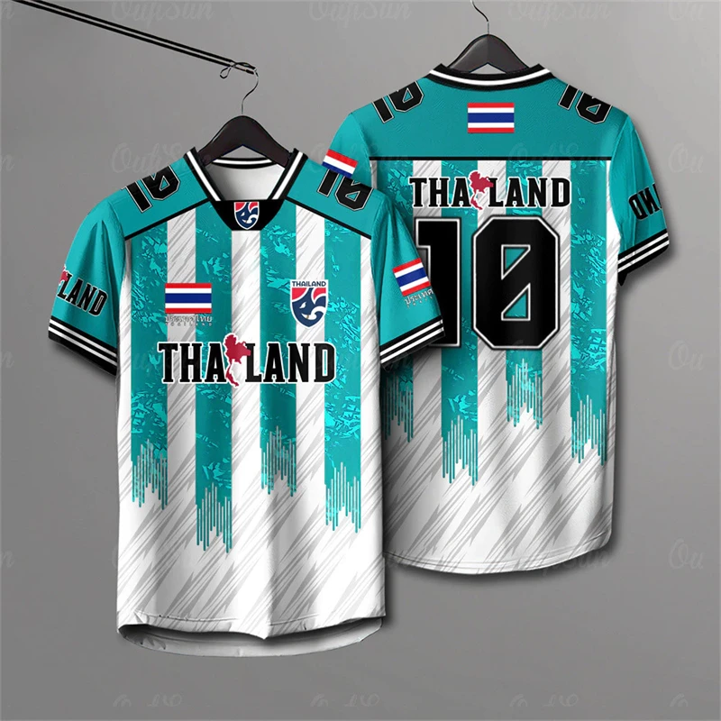 Thailand National Soccer Jersey, Bohemian Floral All Over Print Schnelltrocknendes Oberteil für trendige, virale Fußballfans im Alltag. – Detail 3