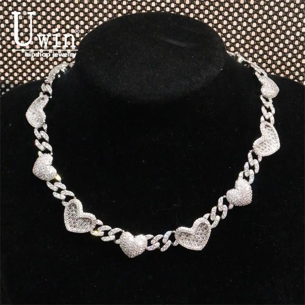 

Ожерелье Uwin, 2 стиля, с цепочкой «Майами Кубин», 9 мм, полностью инкрустированное кубическим цирконием, в стиле хип-хоп, женские аксессуары