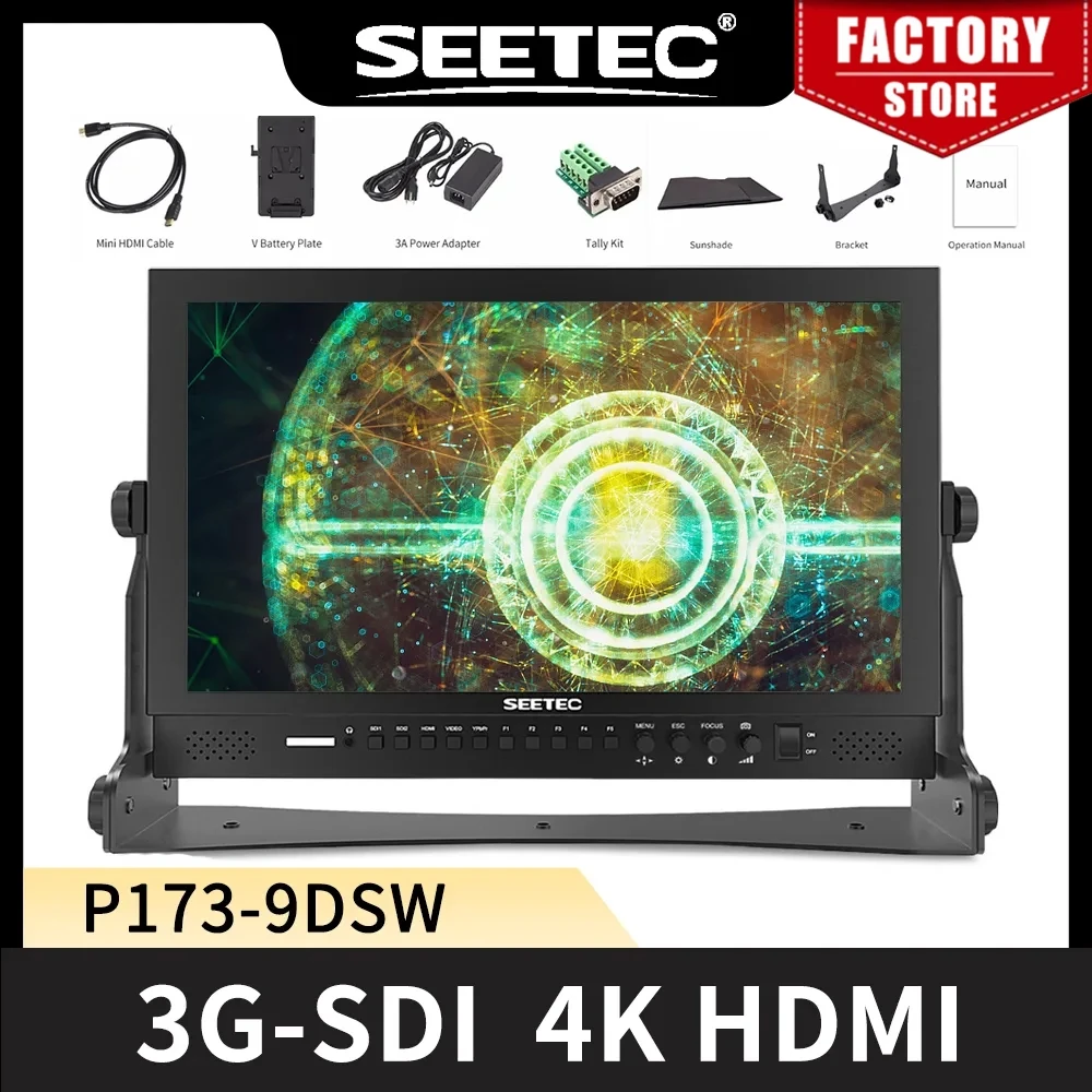 

Seetec P173-9DSW 17.3 Inch FHD 1920x1080 Broadcast Monitor with 3G-SDI HDMI Waveform Vector Scope LCD Director Monitor