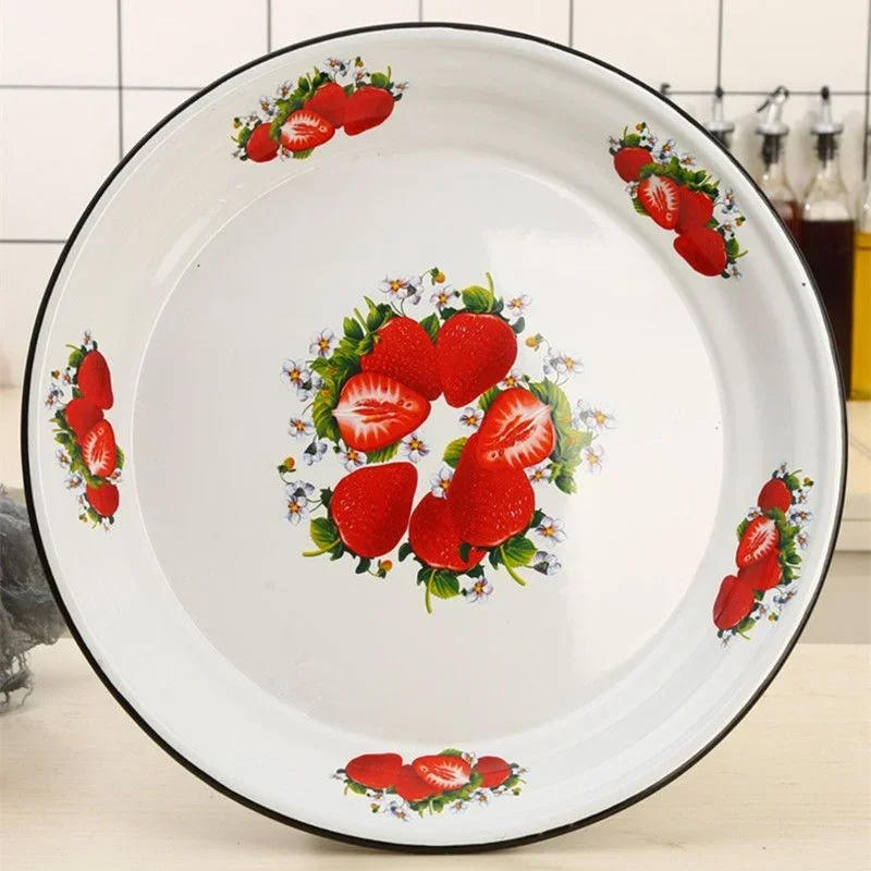 

Thickened Enamel Tea Plates Saute Spicy Chicken Iron Porcelain Plates Soup Plate Fish Plates Fruit Flower Bowls Salad Bowl Ins