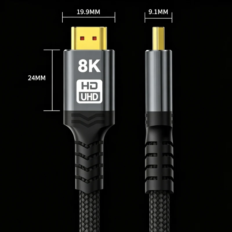 8K USB-C-auf-HDMI-2.1-Kabeladapter, 8K 60Hz Typ-C-auf-HDMI-Kabel | Thunderbolt 3 kompatibel | Für Laptop/Tablet/Monitor (1/2/3M) – Detail 8