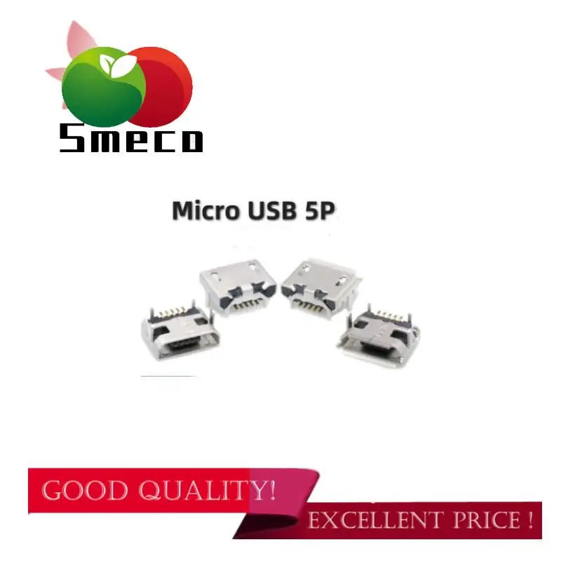 Micro usb de 5 pines, 5 pines, 4 pines, toma de corriente hembra, 100 unidades