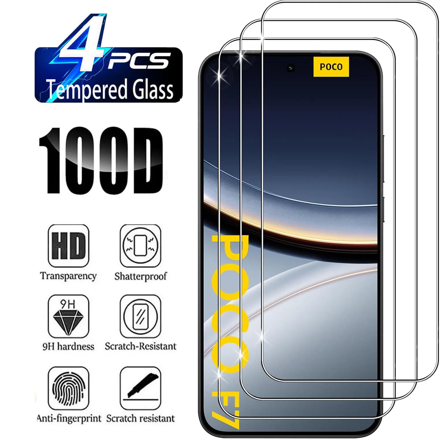 

2/4Pcs 9H Tempered Glass For XiaoMi POCO F7 HD Screen Protector