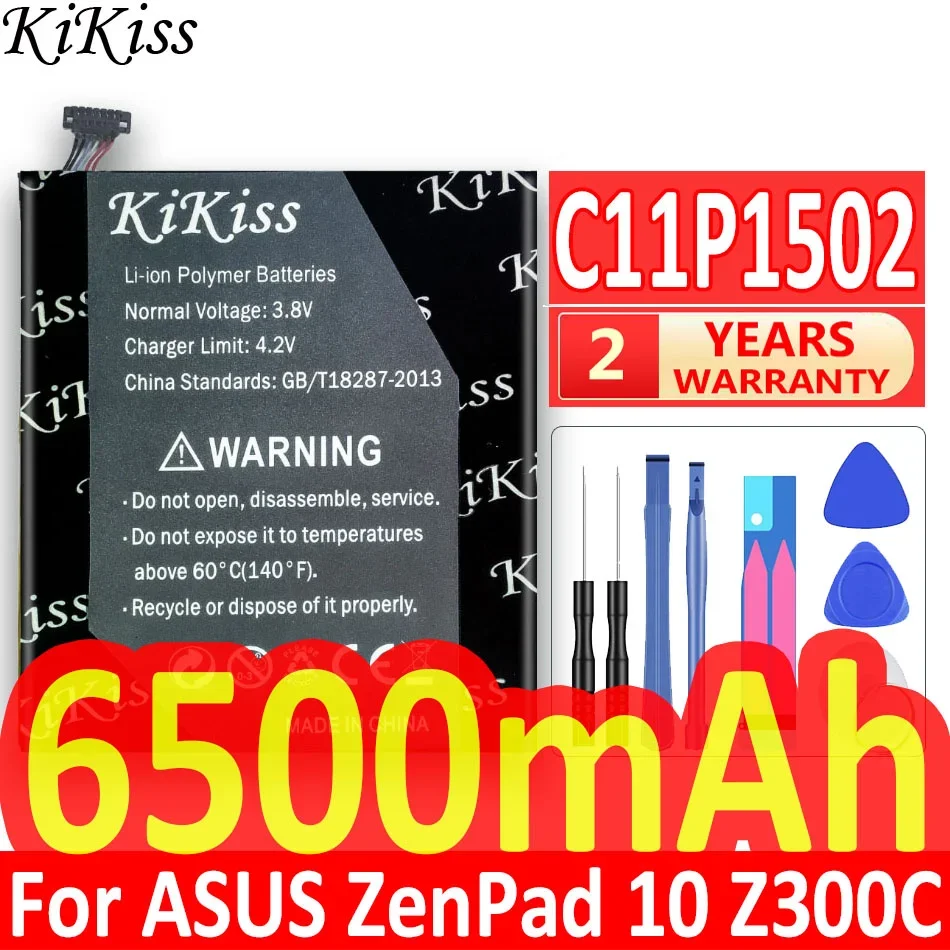 

Аккумулятор Kikiss 6500 мАч для ASUS ZenPad 10 Z300C Z300CL Z300CG C11P1502, полная емкость