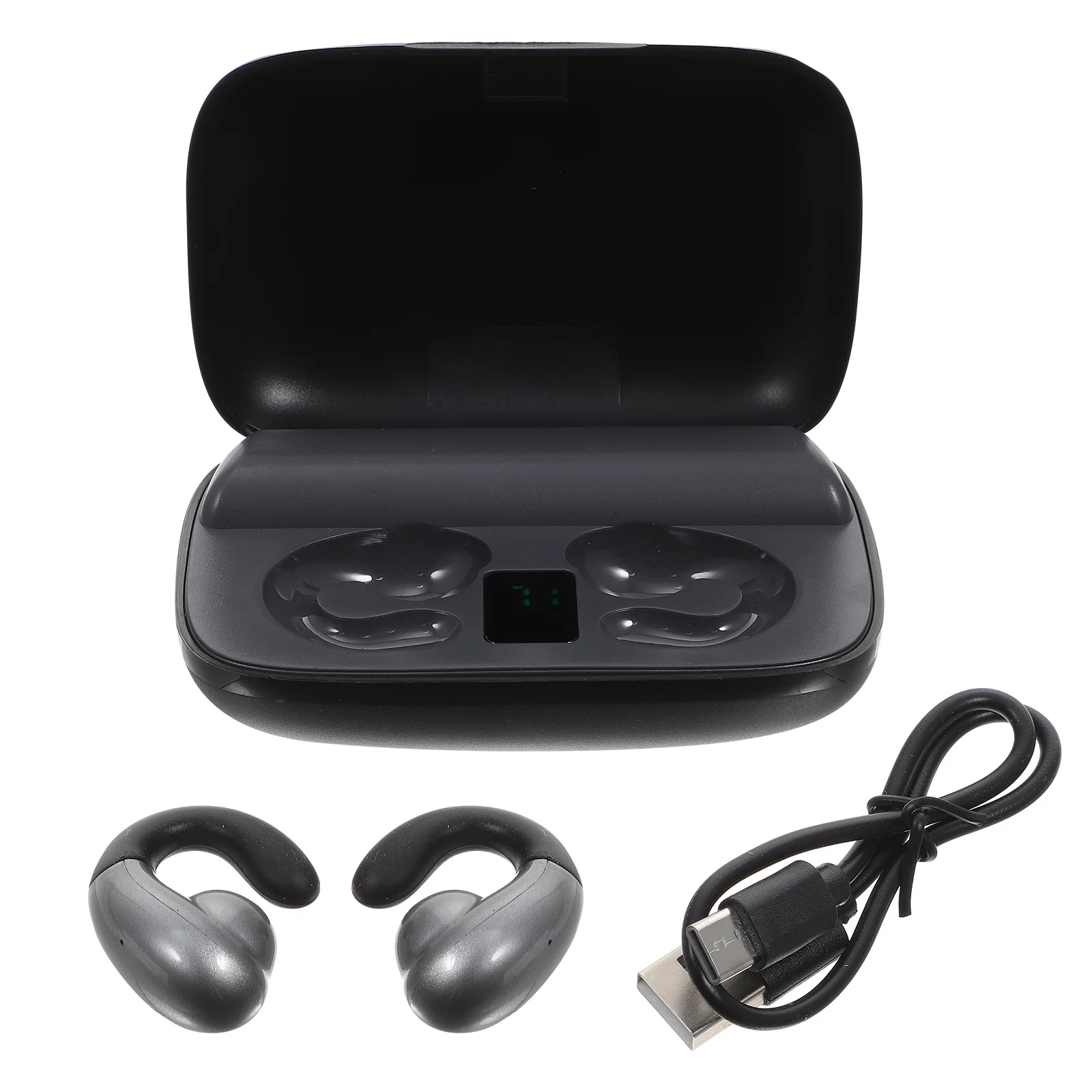 

Bone Conduction Wireless Headphones Ear Hook Sports Earphones Beige Charging Dock Long Life Hifi Sound Outdoor Safe Use