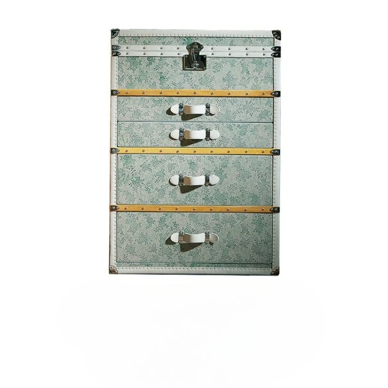 

French retro style jewelry cabinet medieval old flower hard box printing dining side cabinet