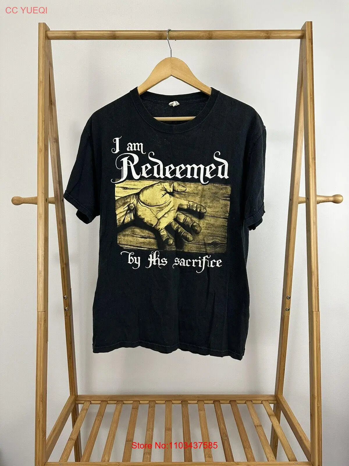 VTG I Am заменена его Иисусом христианская погибающая футболка с крестом для ногтей Sz L