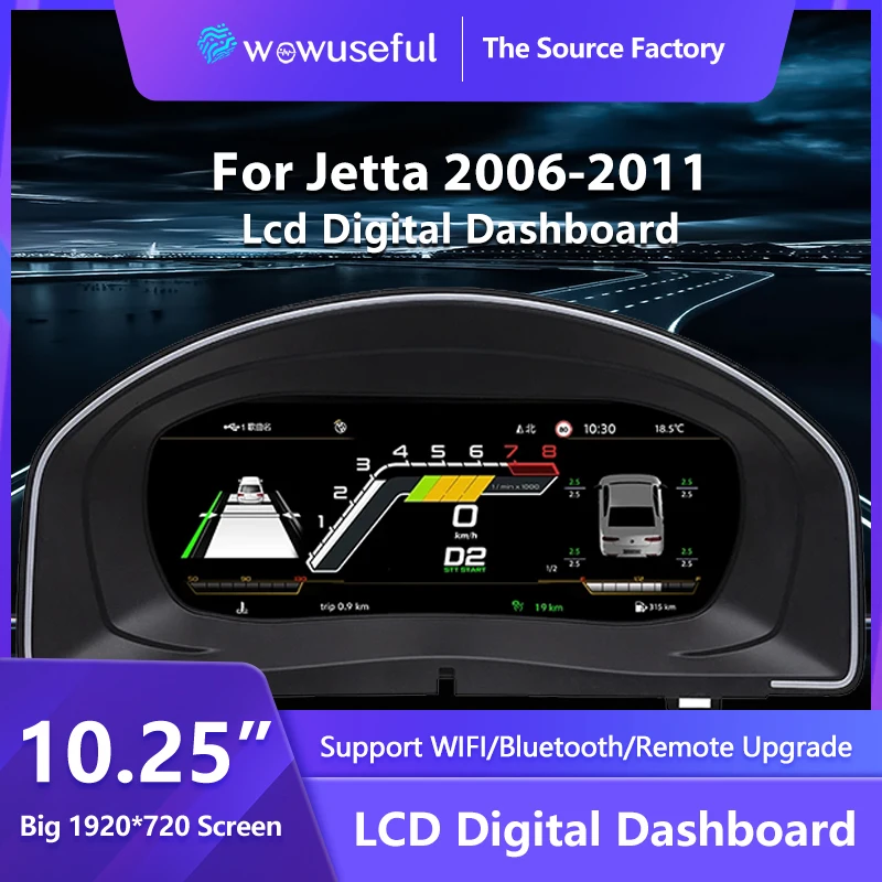 10.25'' Lcd Radio Instrument Paneel Cockpit For VW  Jetta 2006 7 8 9 10 11 years modify Auto Digital Dashboard Cluster