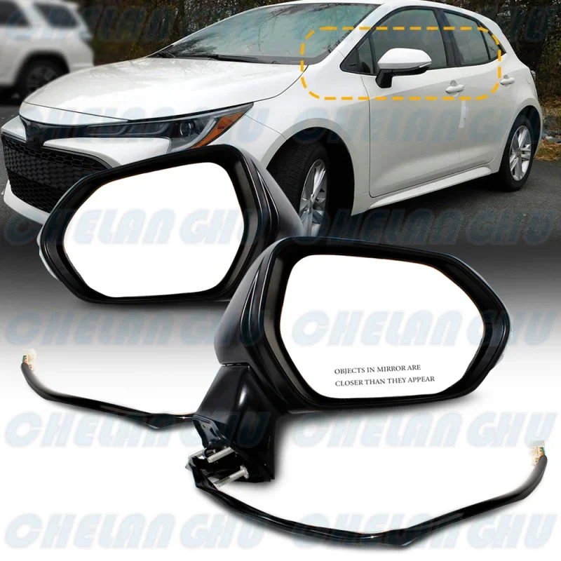 For Toyota Corolla 2020 2021 2022 us version 1 Pair 6 Pins Pearl White Painted Heated Power Adjust Rear View Mirror Assembly