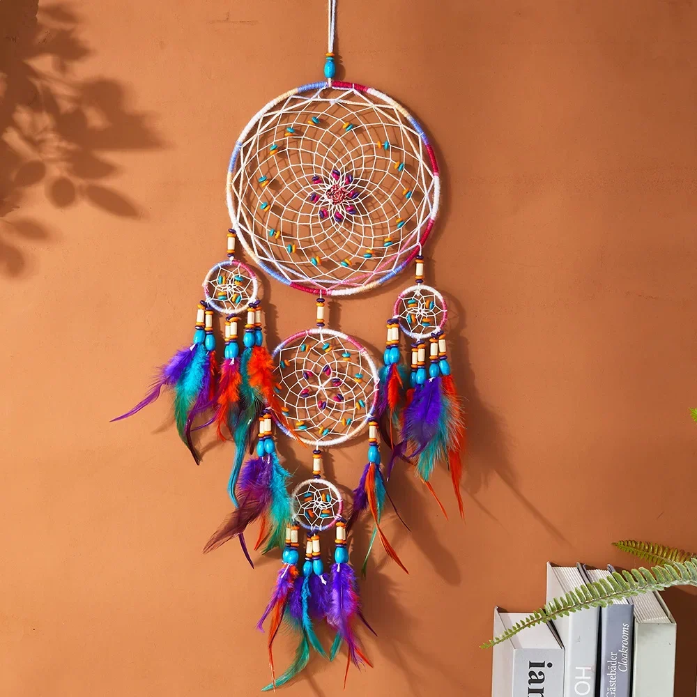 Dream Catcher Vintage Wind Chime Hanging Ornament Home Decor Indian Natural Stone Tree of Life Dream Catcher Wall Decor