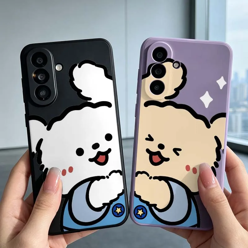 Cartoon White Bear Star Cover For Samsung Galaxy A15 A14 A13 A12 A11 A10S A10 A06 A05 A05S A04 A04S A04E A03 Liquid Phone case