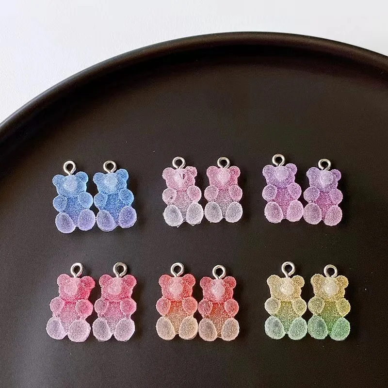 GUNIBear-Breloques en Résine Colorée pour Collier, Porte-clés, Pendentif, Accessoires, DIY, 20 Pièces, 16x10mm