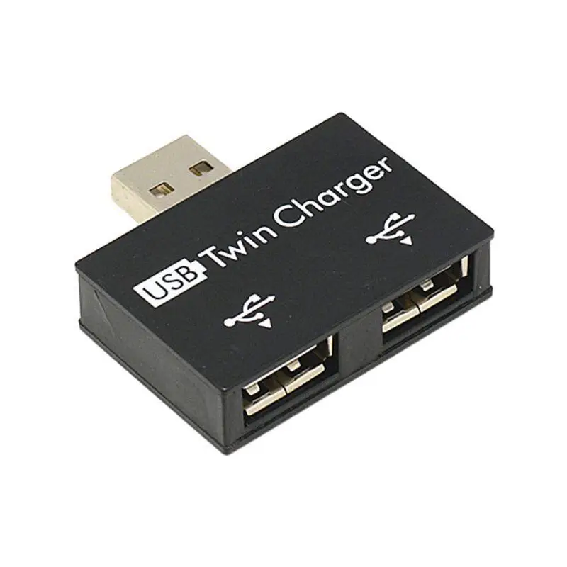 Y1UB Twin Dual 2Port USB Splitter USB Hub 2 Port Adapter for Phone