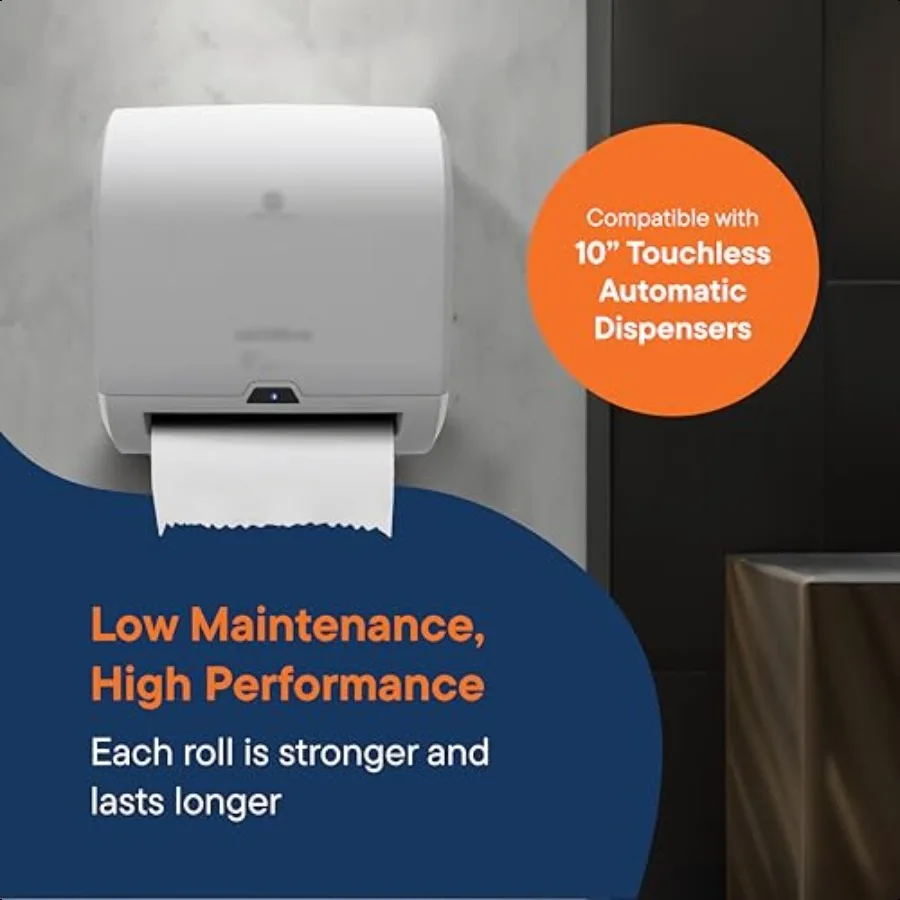 Asciugamani di carta industriali 10 x 800 Asciugamani in rotolo bianco Alta capacità Tessuto TAD di qualità premium come texture Adatto a Touchl Auto